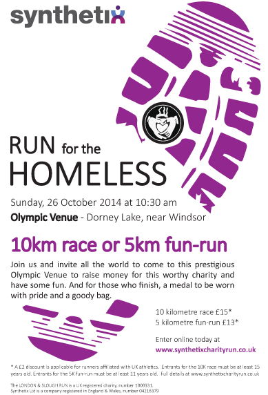 Running for the Homeless – Dorney Lake, 26th October 2014